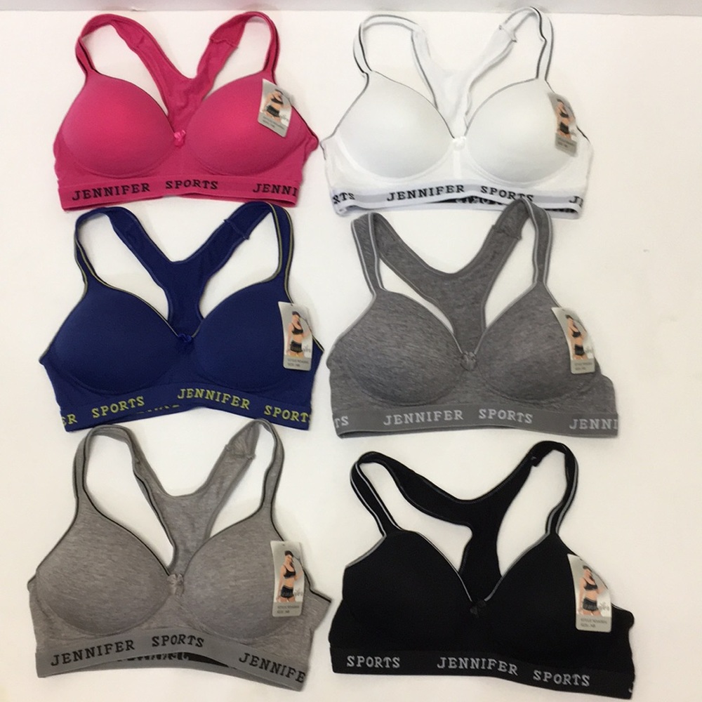 NWT Set Of 6 Sports Bra Cotton Racer Back B C Cup